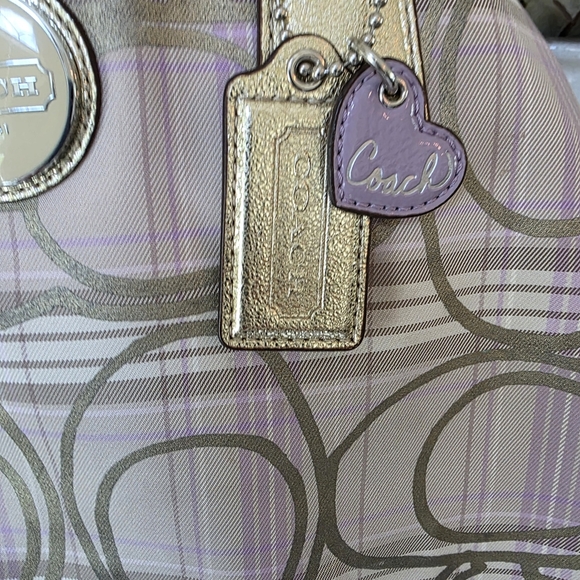 Coach Striped Tartan Plaid Carryall Shoulder Bag - Picture 2 of 16